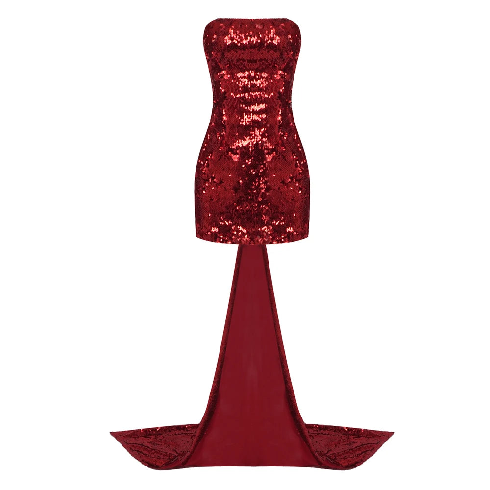 👑 QUEEN BOW SEQUINS — ROBE BUSTIER PAILLETTES NŒUD