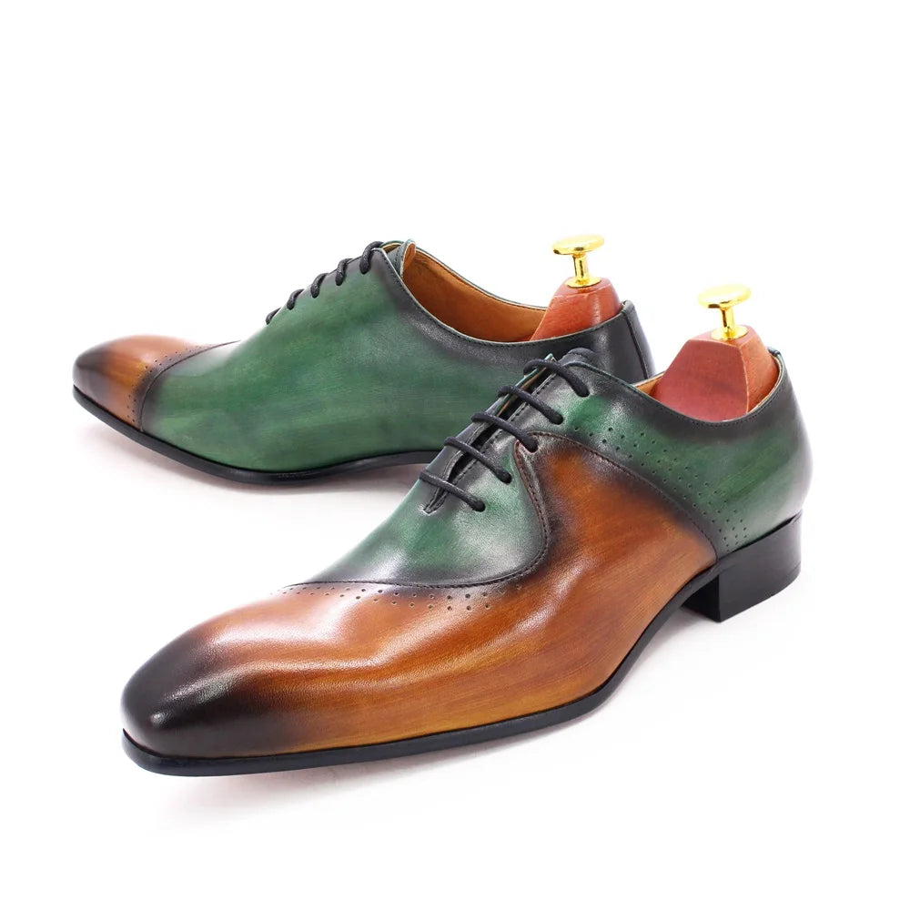👑 Royal Oxford Italien – Marron & Vert Signature