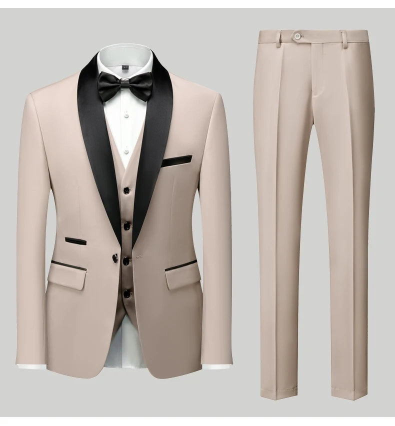 👑 KING TUXEDO SUIT — COSTUME 3 PIÈCES BLAZER, GILET & PANTALON CÉRÉMONIE