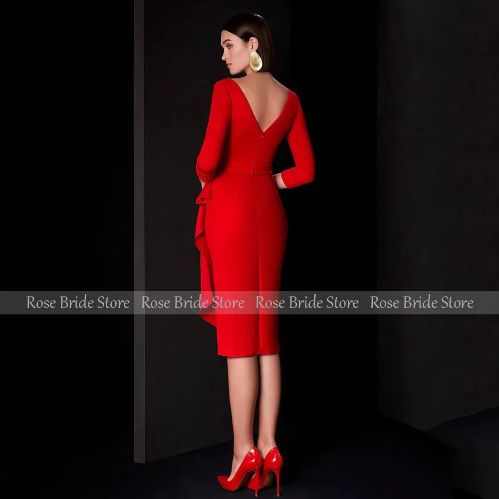 👑 QUEEN RED COCKTAIL DRESS — ROBE DE SOIRÉE ASYMÉTRIQUE JERSEY STRETCH