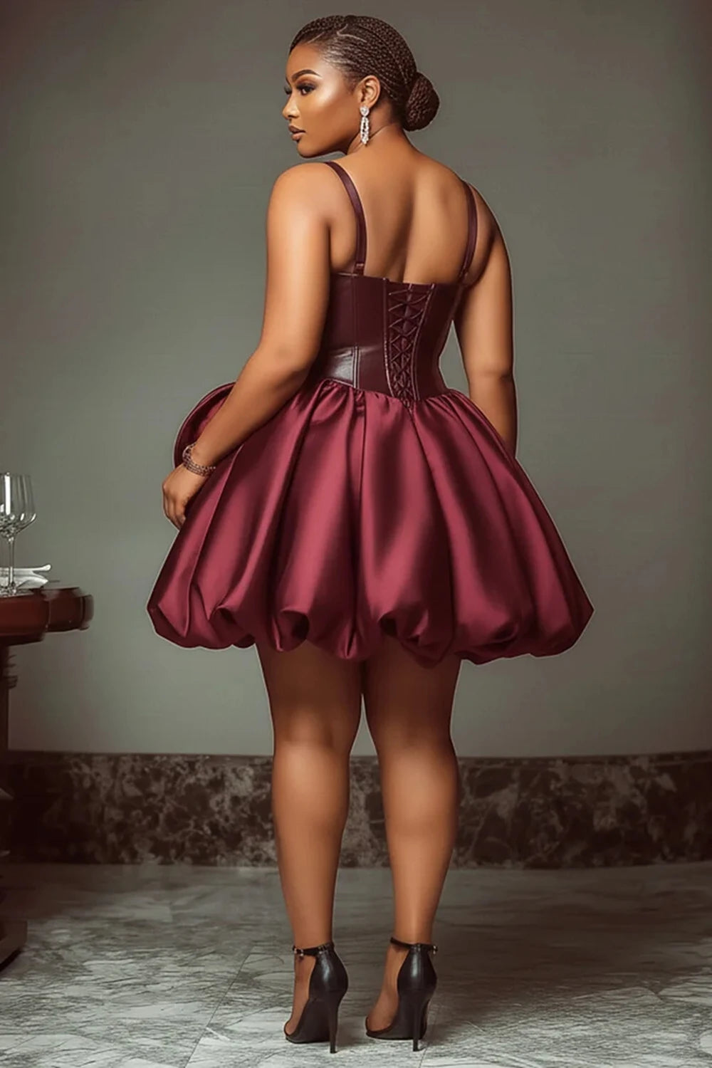 👑 QUEEN CORSET BUBBLE ROSE 3D — ROBE MINI RUNWAY EDITION