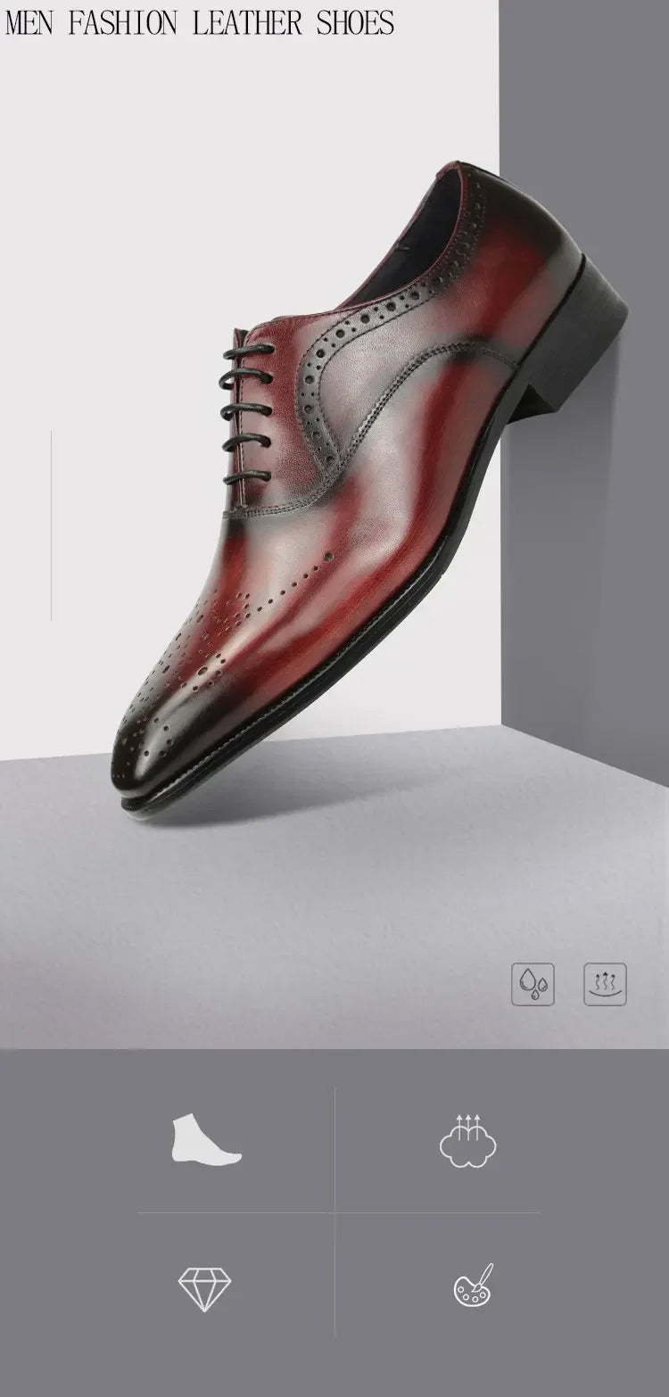 👑 King Brogue Signature – Noir & Bordeaux