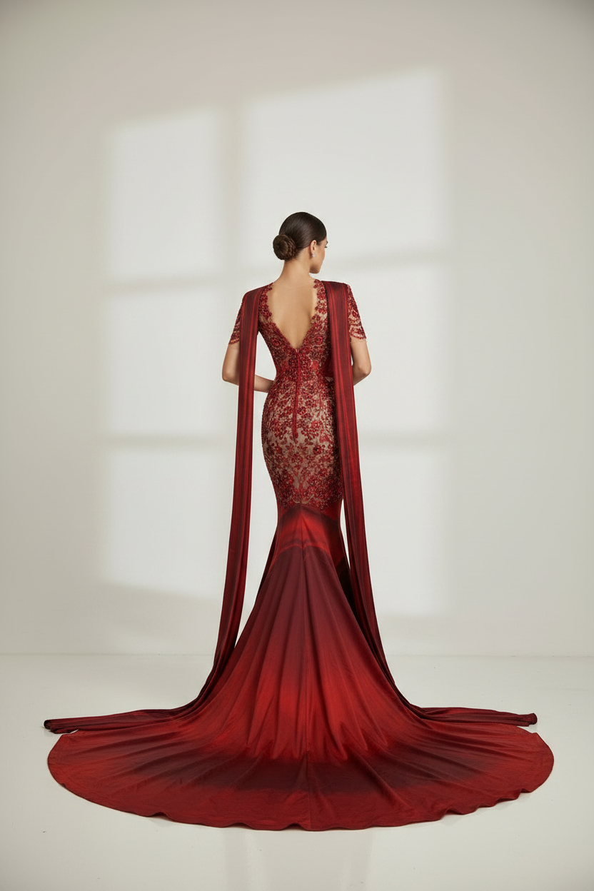 👑 QUEEN SPARKLE GOWN — ROBE LONGUE STRASS IMPRIMÉ COL MONTANT