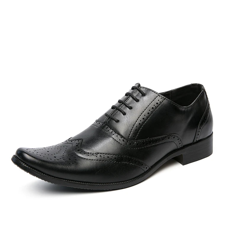 👑 Royal Brogue Wingtip – Oxford Noir & Marron