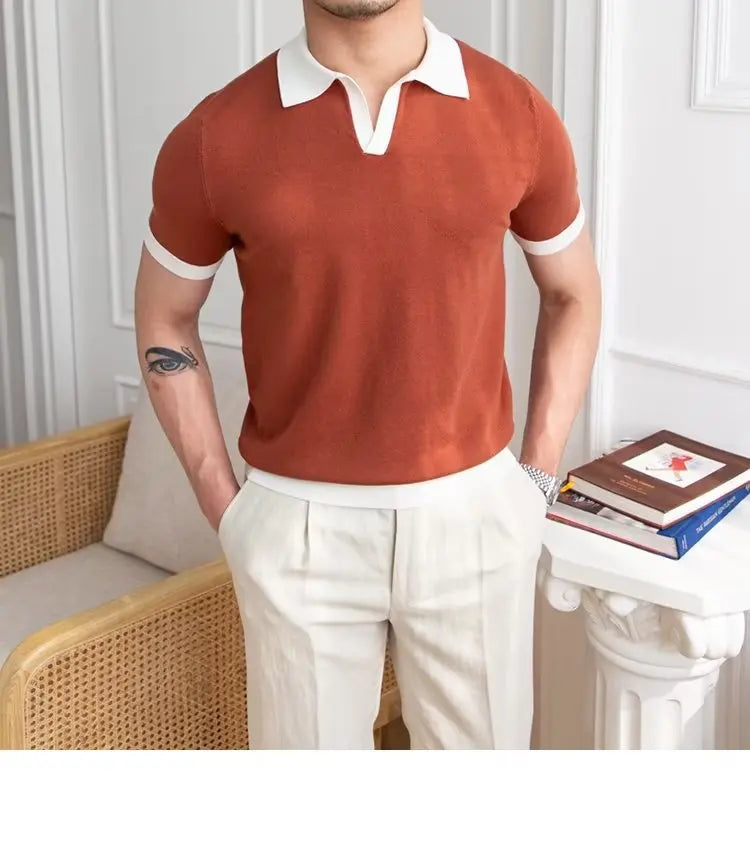 👑 KING POLO KNIT — POLO TRICOT COL REVERS CASUAL LUXE SIGNATURE