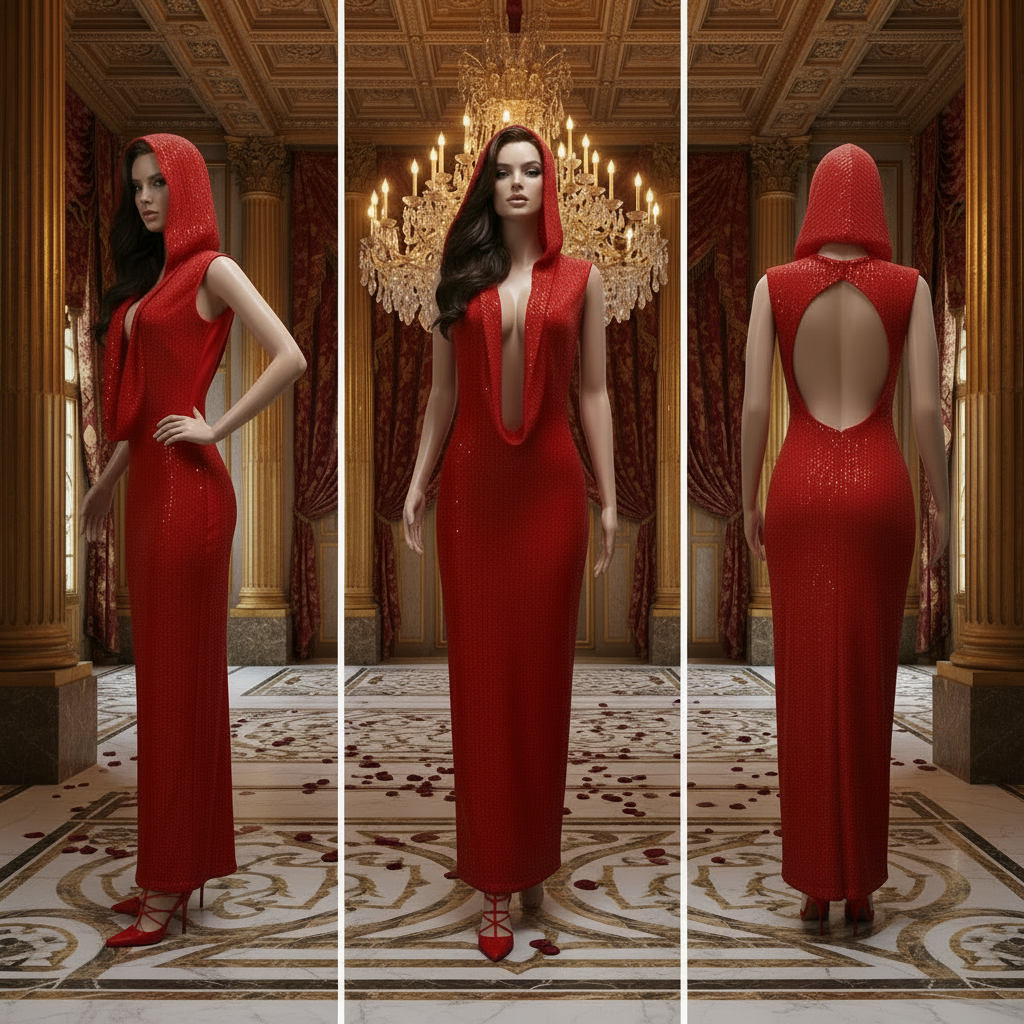 👑 QUEEN SEQUIN DRESS — ROBE LONGUE SEQUINS COL V PROFOND