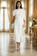 👑 QUEEN ASYMMETRY — ROBE JERSEY COL BATEAU ASYMÉTRIQUE