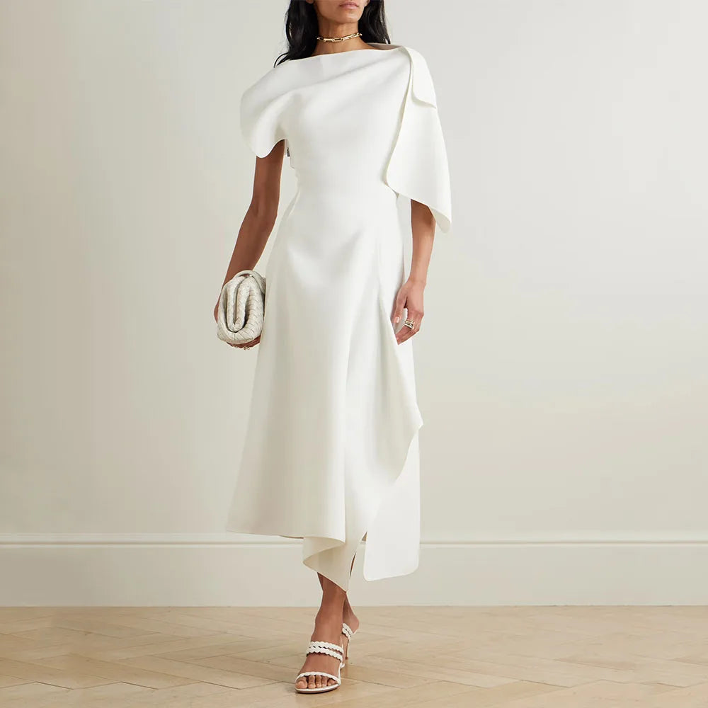 👑 QUEEN ASYMMETRY — ROBE JERSEY COL BATEAU ASYMÉTRIQUE