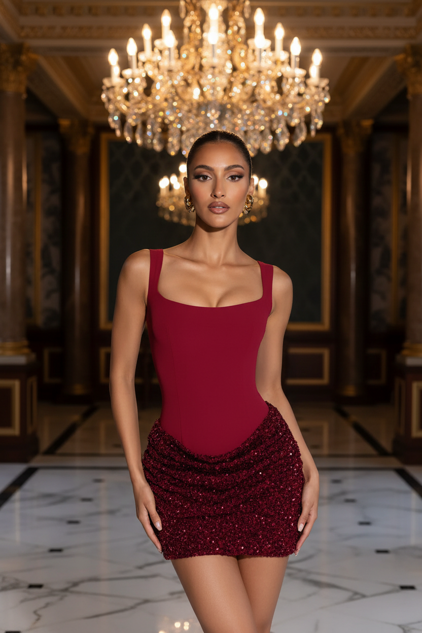 👑 Queen Sequins Dos Nu – Soirée Signature