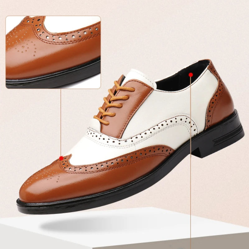 👑 ROYAL BROGUE OXFORD — CHAUSSURES HOMME CUIR BOUT POINTU ÉLÉGANTES