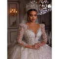 👑 QUEEN BRIDAL GOWN — ROBE DE MARIÉE DENTELLE APPLIQUÉE COL SWEETHEART MANCHES LONGUES A-LINE SUR MESURE