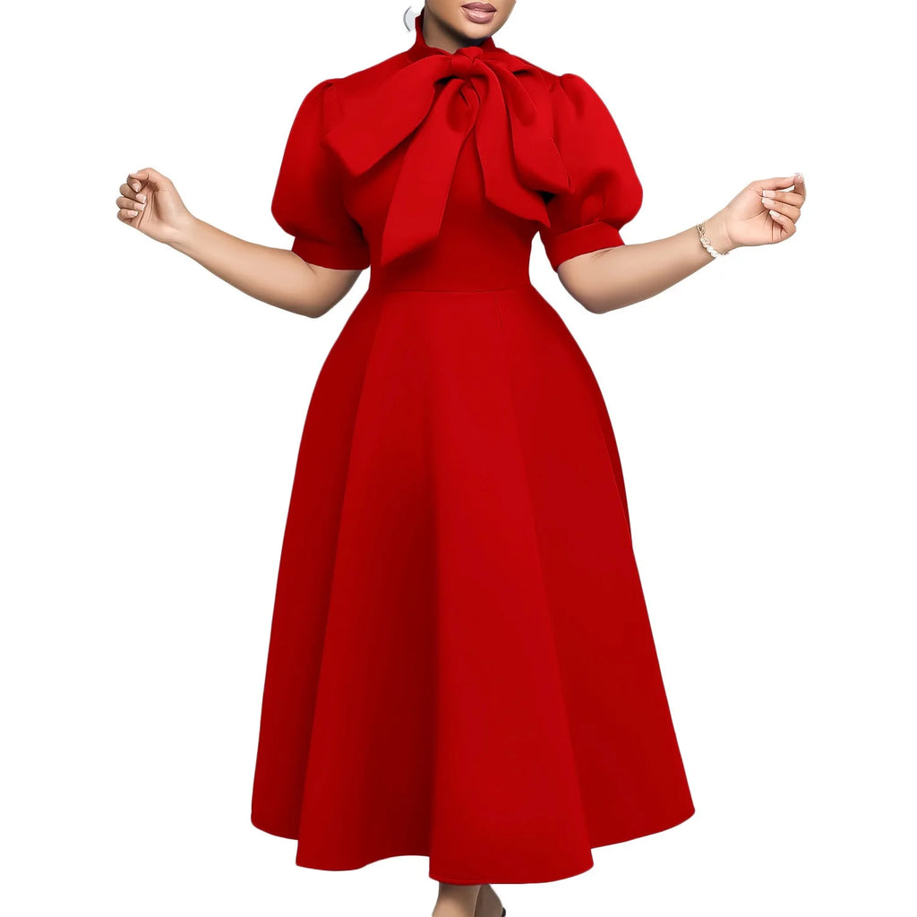 👑 QUEEN BOW — ROBE PLISSÉE À NŒUD SIGNATURE