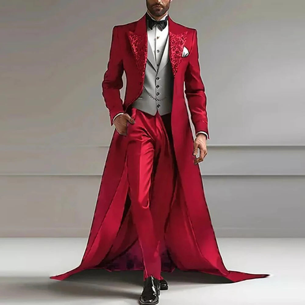 👑 KING CEREMONY SUIT — COSTUME 3 PIÈCES TRAÎNE & REVERS SEQUINS