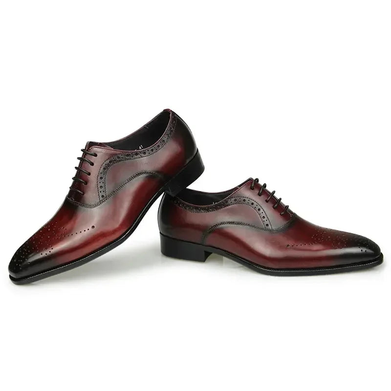 👑 King Brogue Signature – Noir & Bordeaux