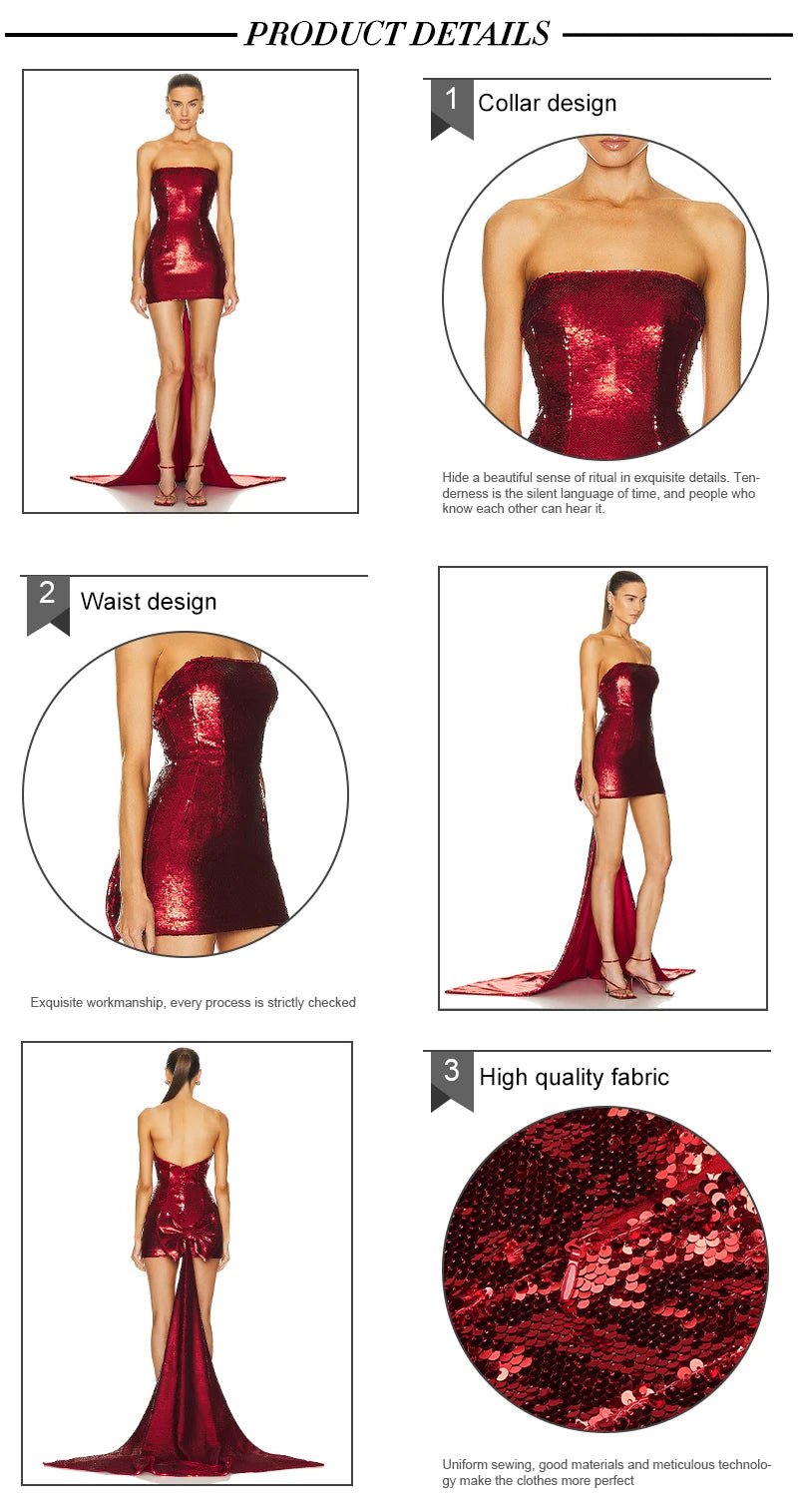 👑 QUEEN BOW SEQUINS — ROBE BUSTIER PAILLETTES NŒUD