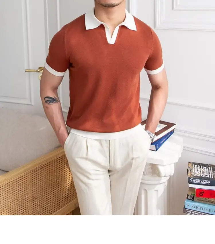 👑 KING POLO KNIT — POLO TRICOT COL REVERS CASUAL LUXE SIGNATURE