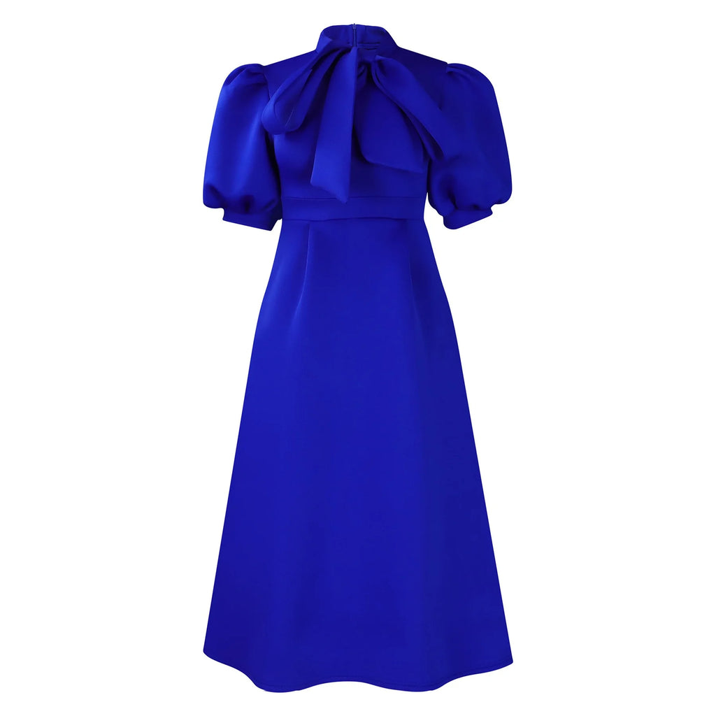 👑 QUEEN BOW — ROBE PLISSÉE À NŒUD SIGNATURE