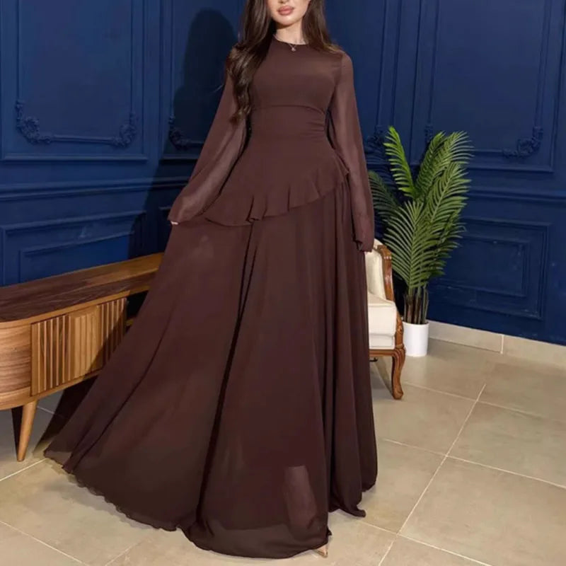 👑 QUEEN FLARE — ROBE PISTE COL ROND & MANCHES ÉVASÉES