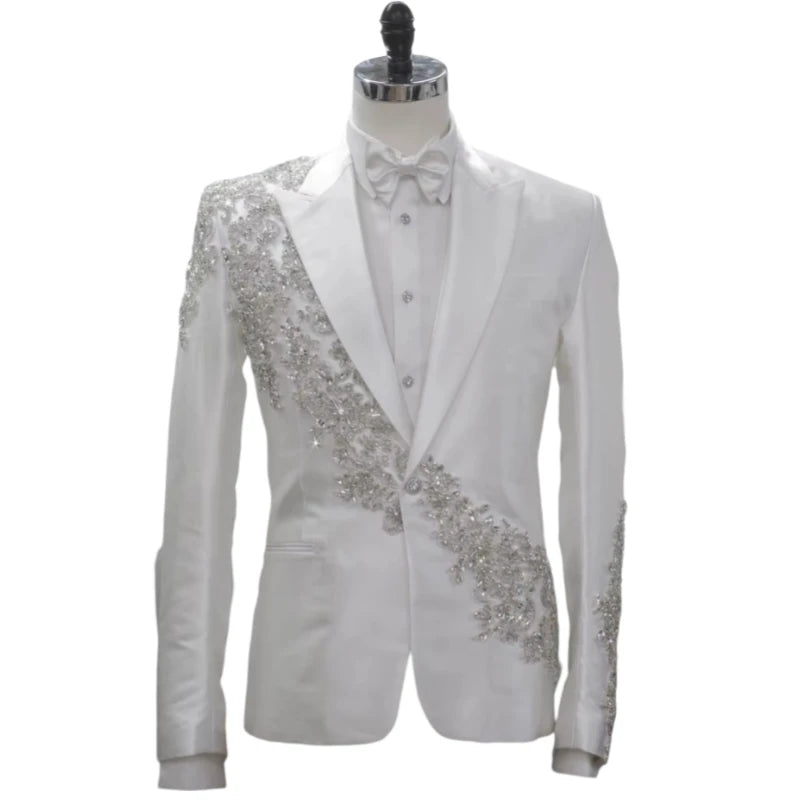 👑 KING CRYSTAL SUIT — COSTUME 2 PIÈCES COUTURE CRISTAUX & BRODERIES MARIAGE