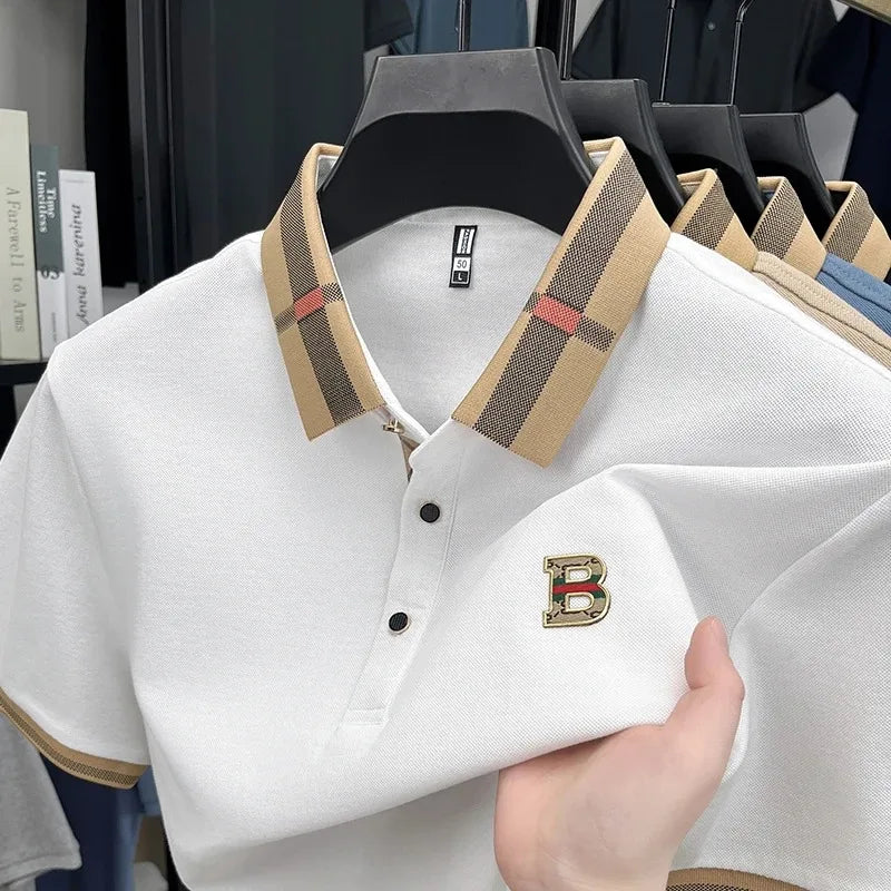 👑 KING POLO SIGNATURE — POLO COTON-SOIE MANCHES COURTES LOGO LUXE ÉTÉ