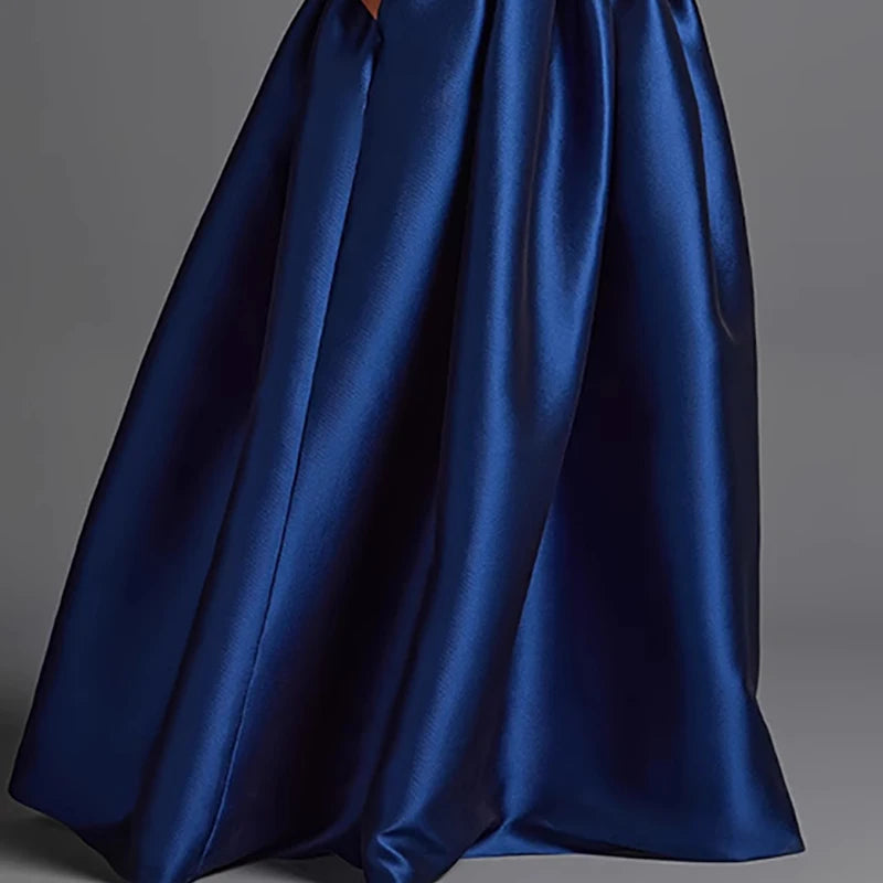 👑 QUEEN SATIN HALTER — MAXI ROBE DRAPÉE SIGNATURE