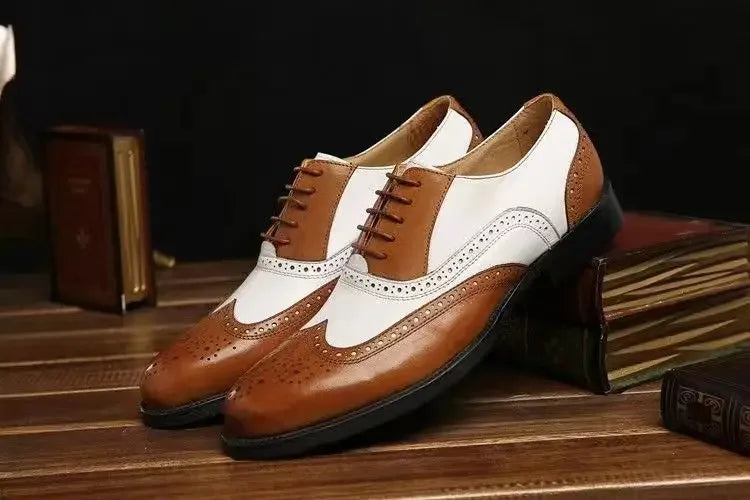 👑 ROYAL BROGUE OXFORD — CHAUSSURES HOMME CUIR BOUT POINTU ÉLÉGANTES