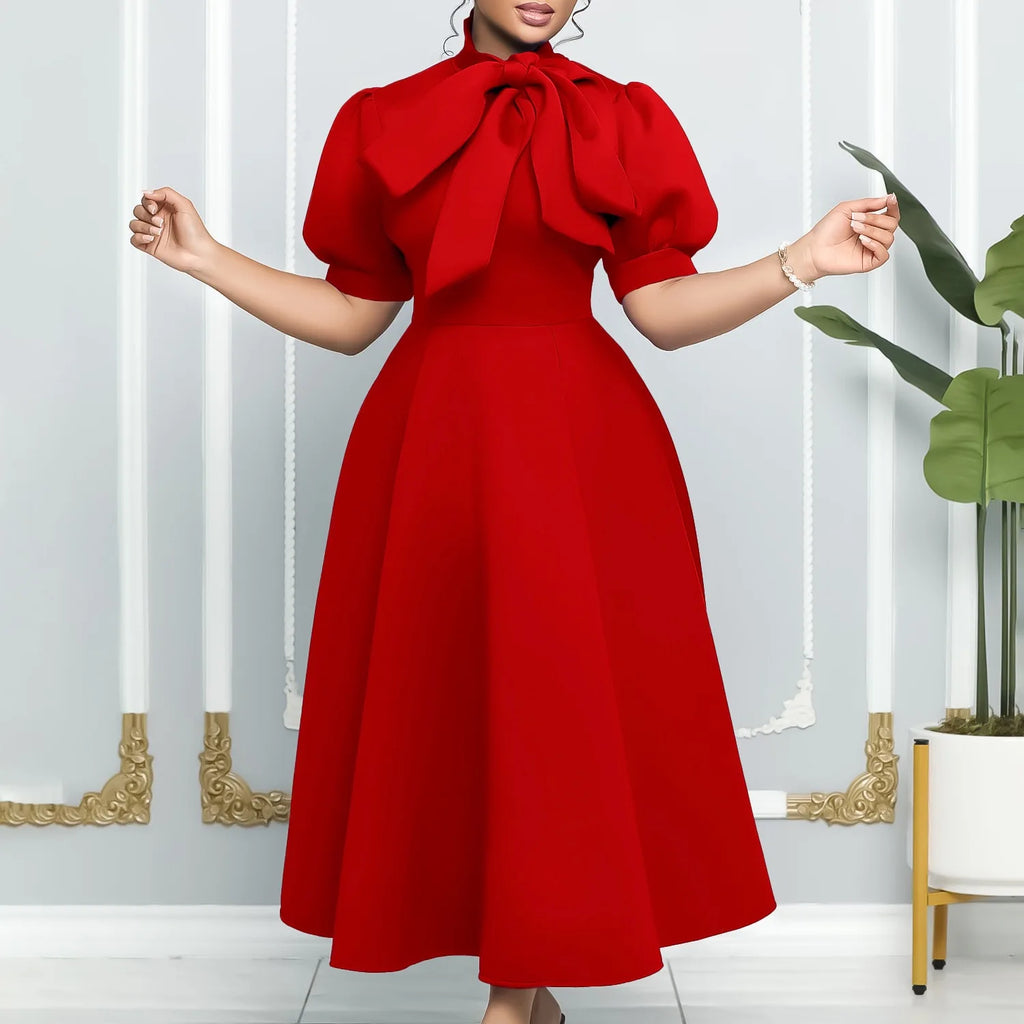👑 QUEEN BOW — ROBE PLISSÉE À NŒUD SIGNATURE