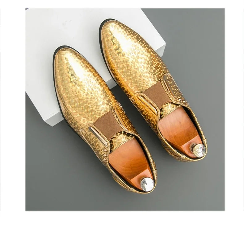 👑 Royal Or Bout Pointu – Oxford Talon Épais