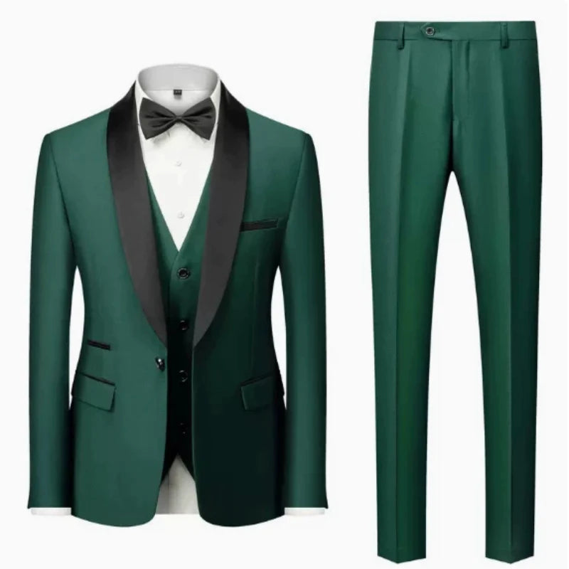 👑 KING TUXEDO SUIT — COSTUME 3 PIÈCES BLAZER, GILET & PANTALON CÉRÉMONIE