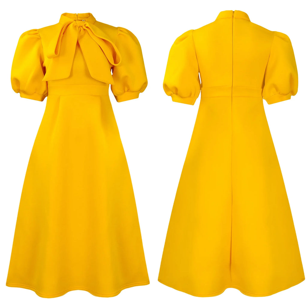 👑 QUEEN BOW — ROBE PLISSÉE À NŒUD SIGNATURE