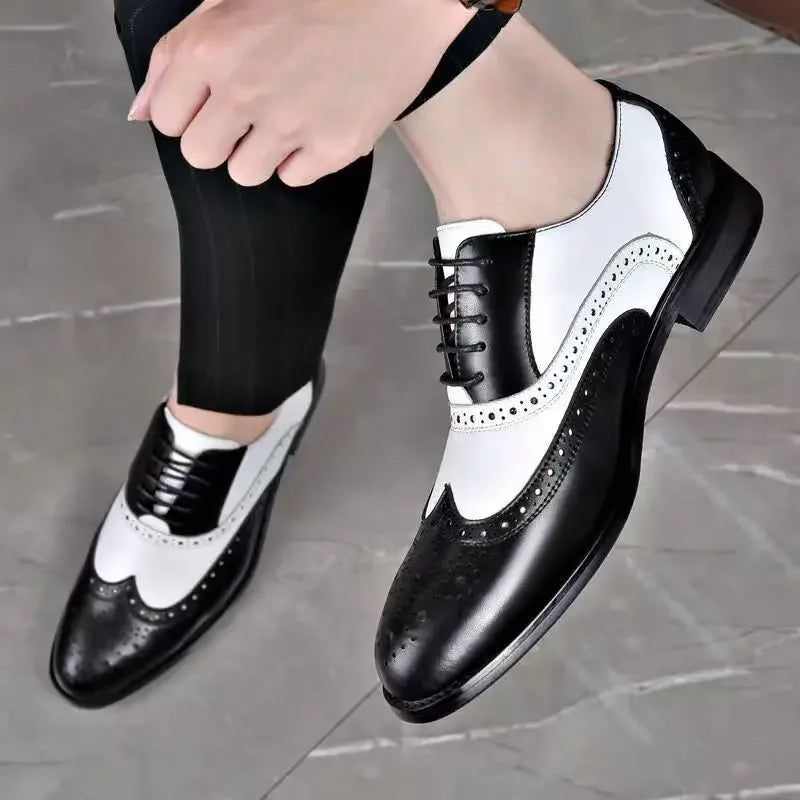 👑 ROYAL BROGUE OXFORD — CHAUSSURES HOMME CUIR BOUT POINTU ÉLÉGANTES
