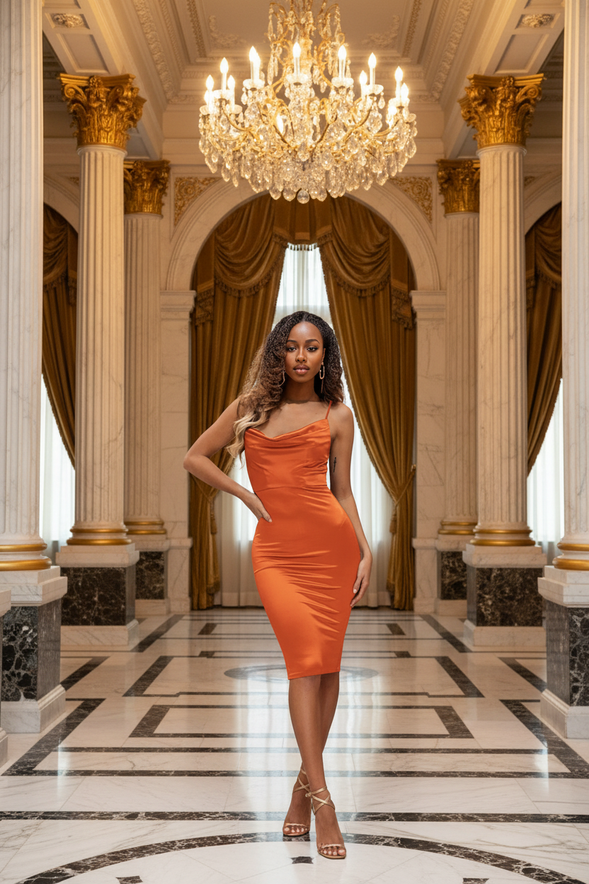 👑 QUEEN SATIN MIDI — ROBE MIDI SATIN COCKTAIL