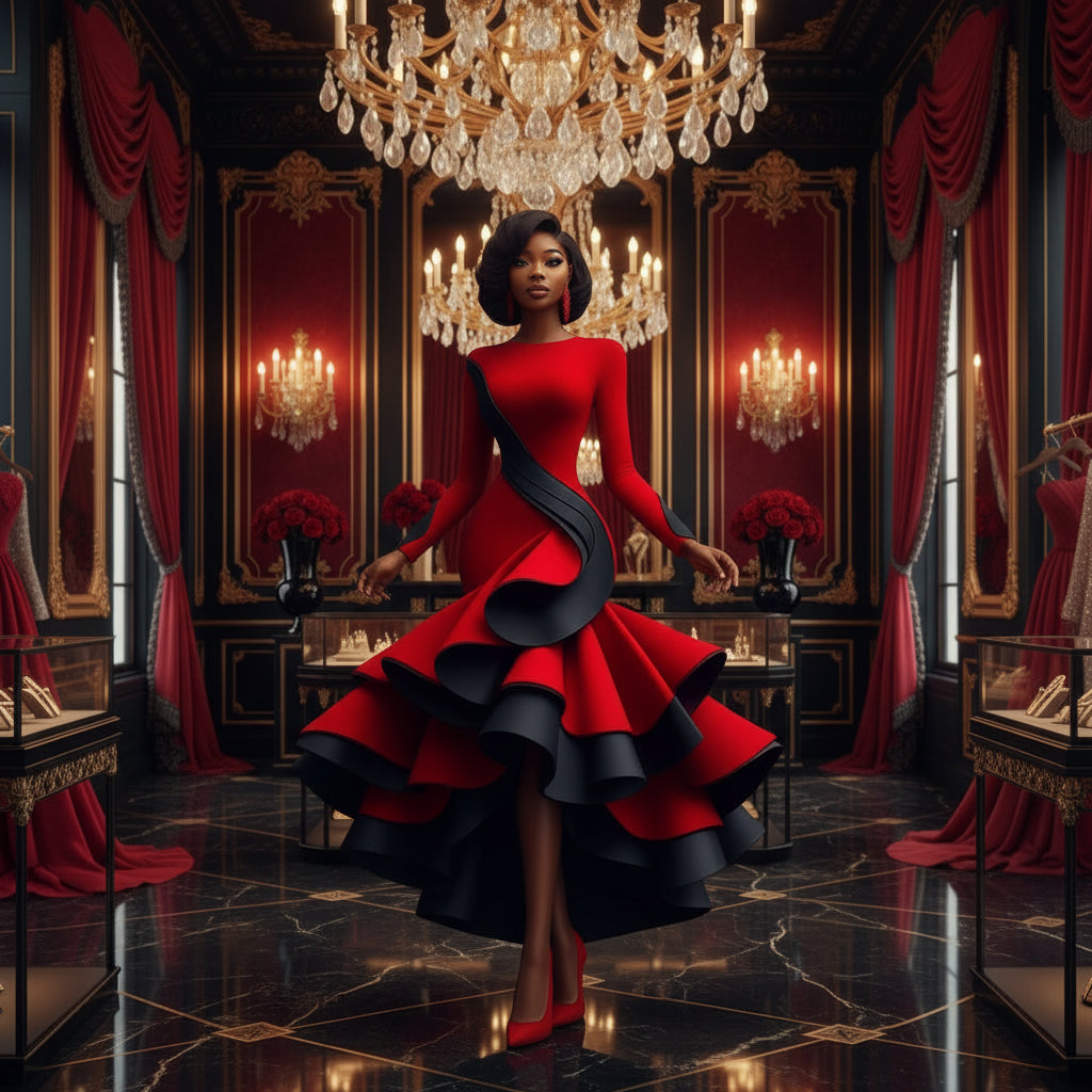 👑 QUEEN ROUGE & NOIR — ROBE SIRÈNE SIGNATURE