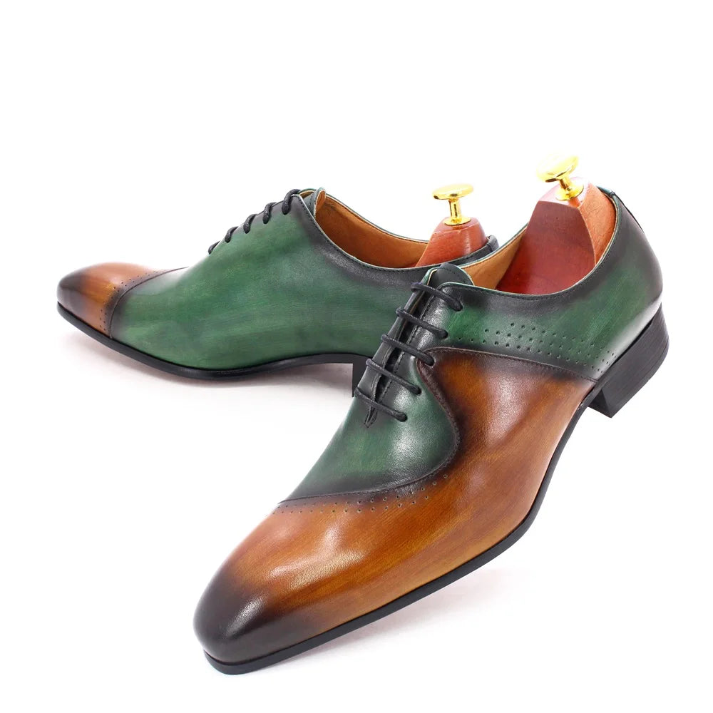 👑 Royal Oxford Italien – Marron & Vert Signature