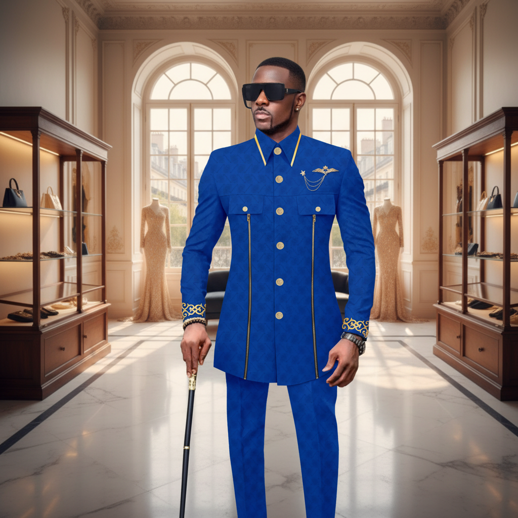 👑 KING BAZIN OR — TENUE CÉRÉMONIE AFRICAINE BRODÉE OR BAZIN RICHE