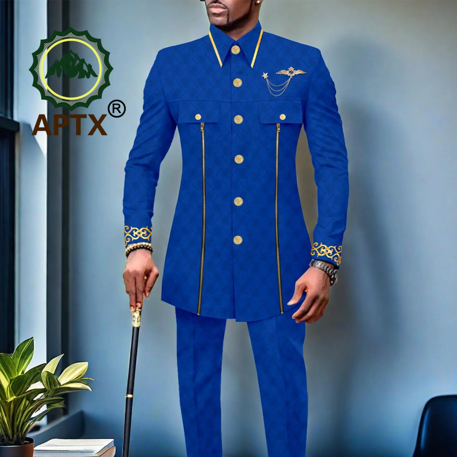 👑 KING BAZIN OR — TENUE CÉRÉMONIE AFRICAINE BRODÉE OR BAZIN RICHE