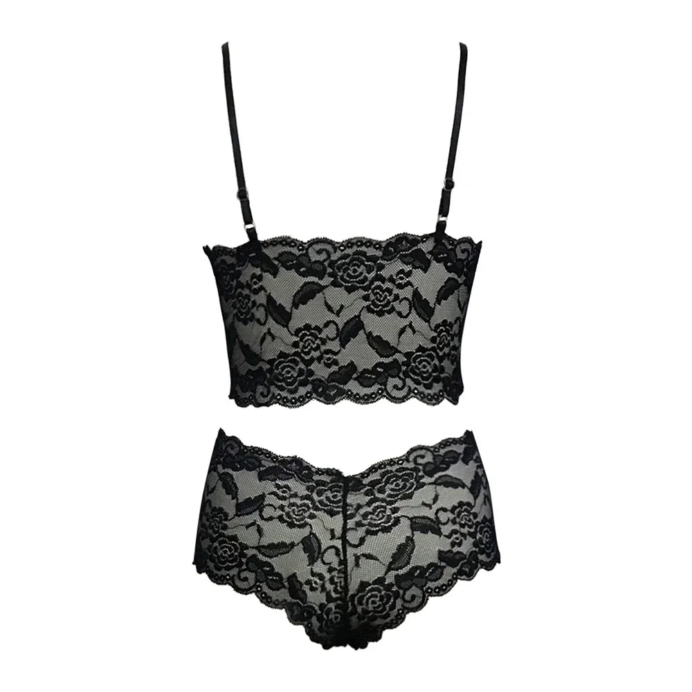 👑 QUEEN LACE FLORAL INTIMATES — ENSEMBLE LINGERIE DENTELLE FLORALE 2 PIÈCES NŒUD SIGNATURE