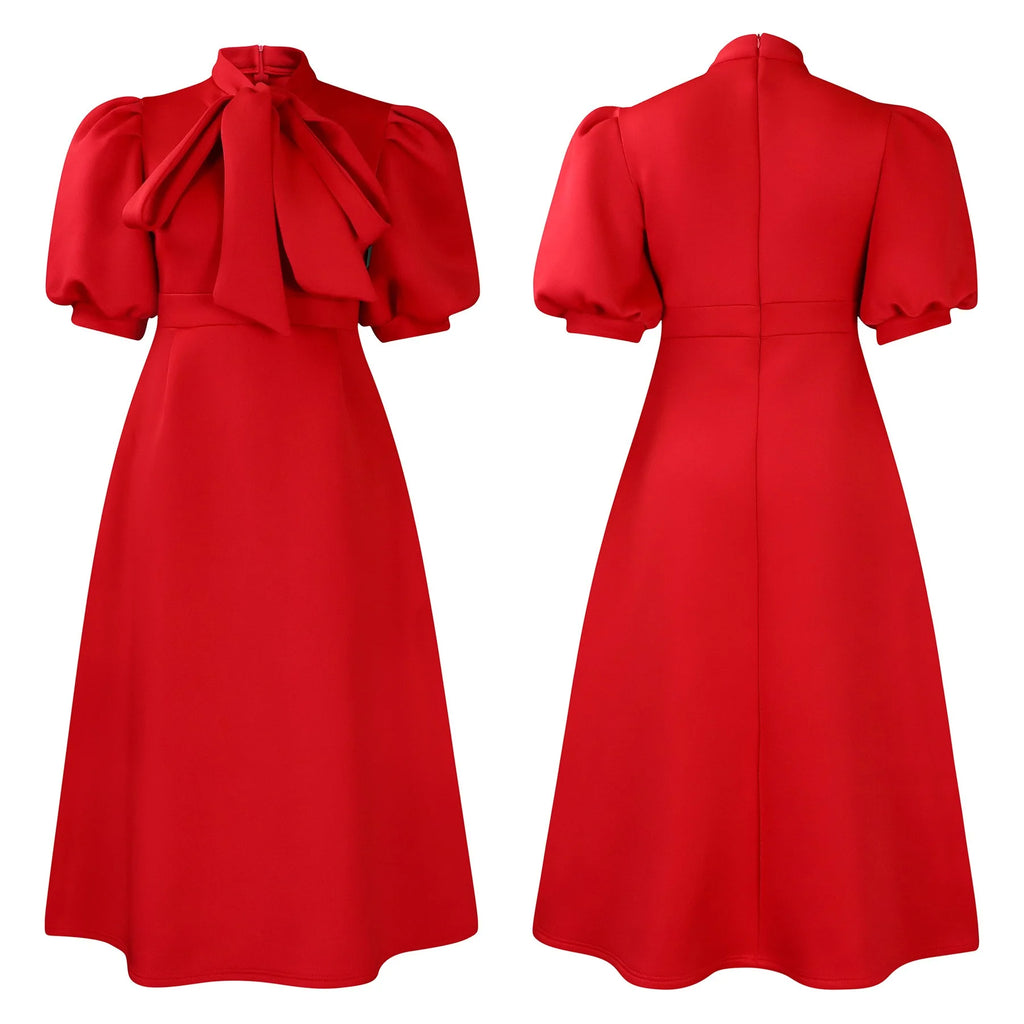 👑 QUEEN BOW — ROBE PLISSÉE À NŒUD SIGNATURE