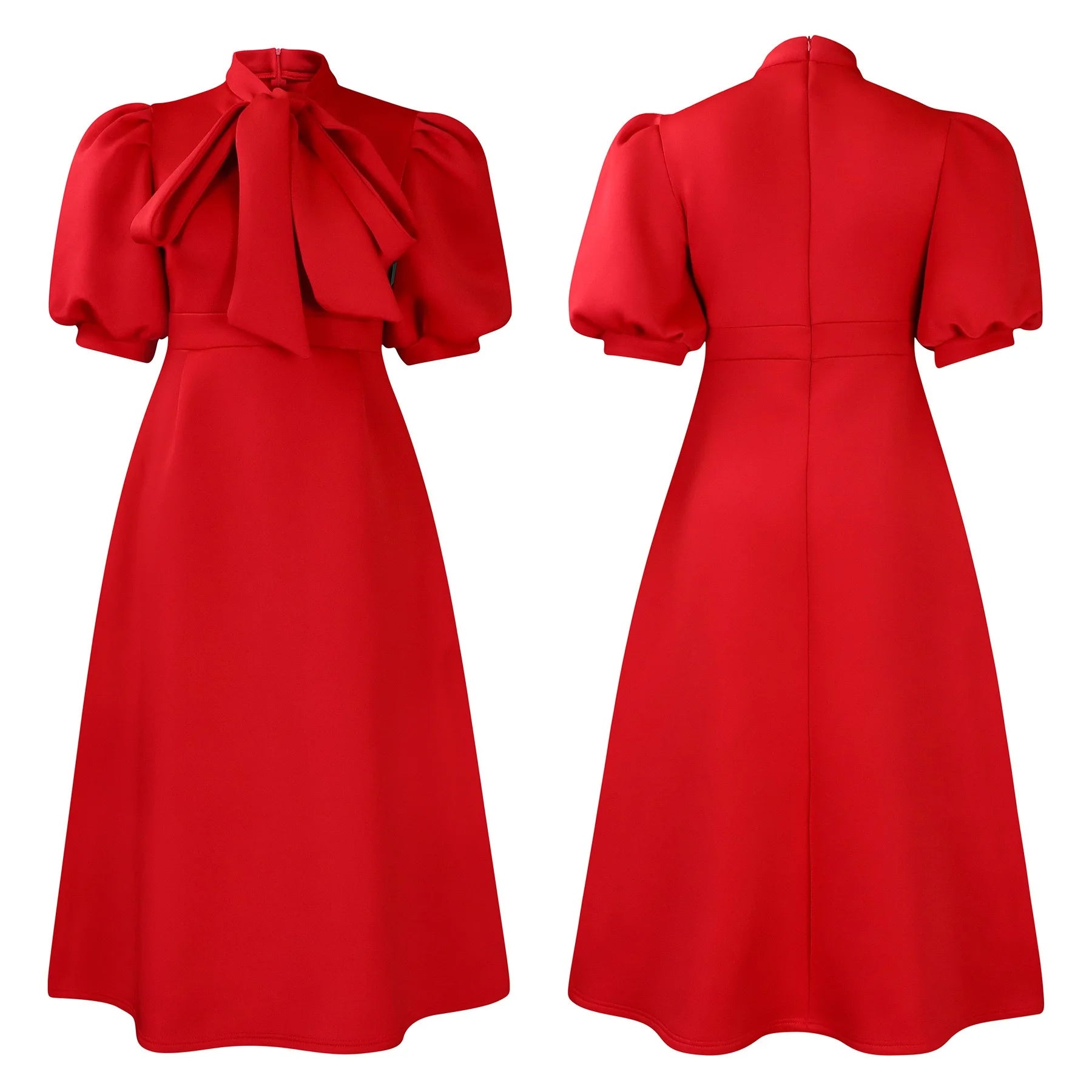 👑 QUEEN BOW — ROBE PLISSÉE À NŒUD SIGNATURE