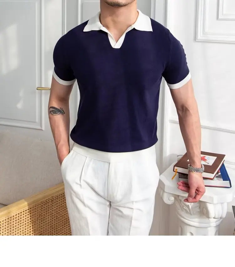 👑 KING POLO KNIT — POLO TRICOT COL REVERS CASUAL LUXE SIGNATURE