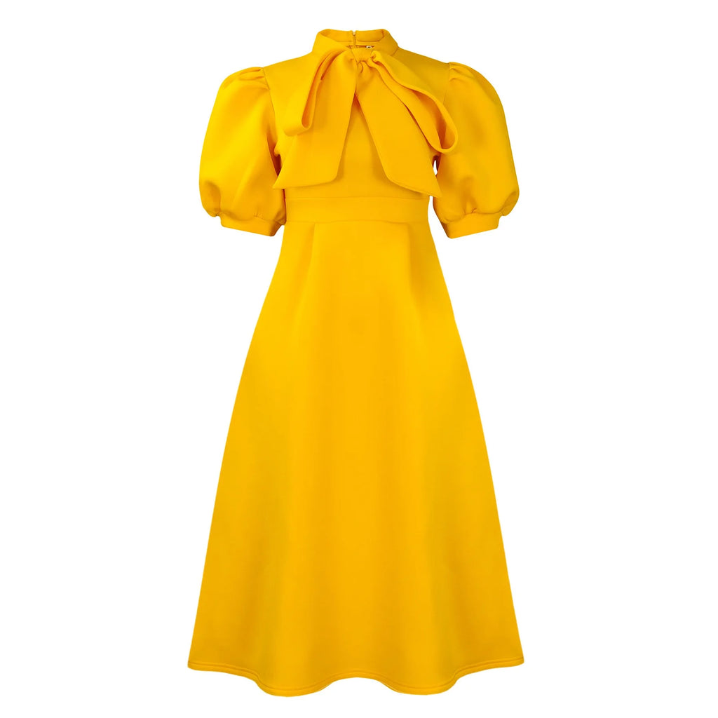 👑 QUEEN BOW — ROBE PLISSÉE À NŒUD SIGNATURE