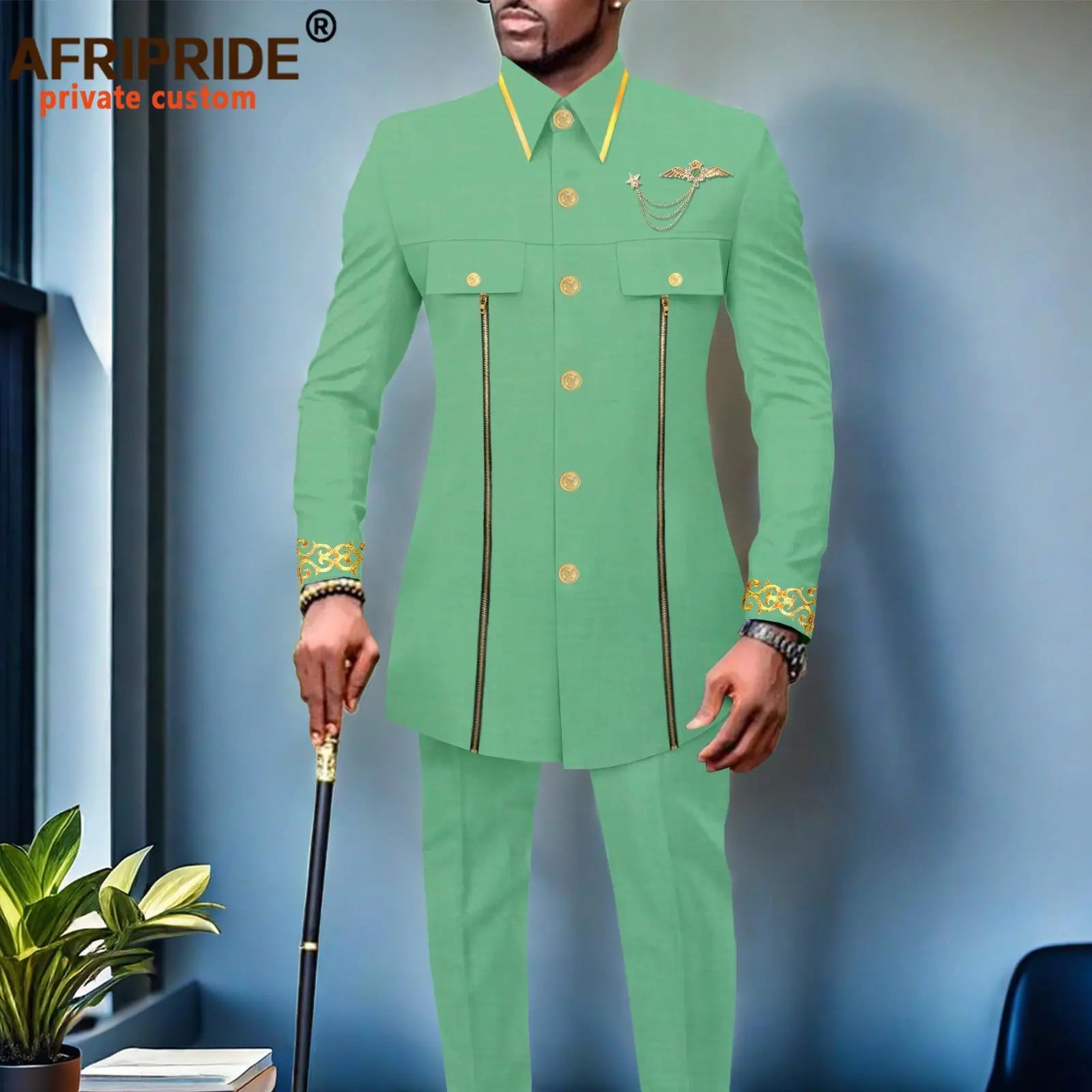 👑 KING AFRICA SLIM — COSTUME AFRICAIN CINTRÉ BRODÉ BLAZER & PANTALON