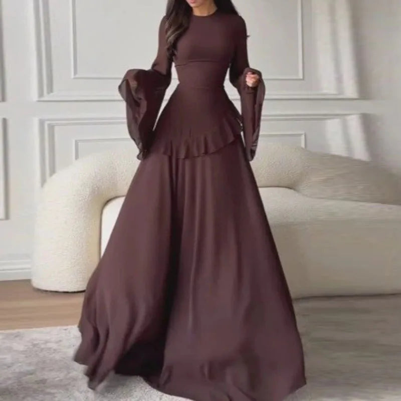 👑 QUEEN FLARE — ROBE PISTE COL ROND & MANCHES ÉVASÉES