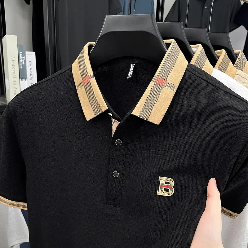 👑 KING POLO SIGNATURE — POLO COTON-SOIE MANCHES COURTES LOGO LUXE ÉTÉ
