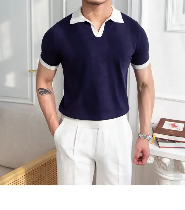 👑 KING POLO KNIT — POLO TRICOT COL REVERS CASUAL LUXE SIGNATURE