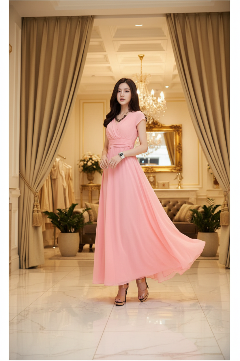 👑 Queen Chiffon Boho – Robe Été Élégante