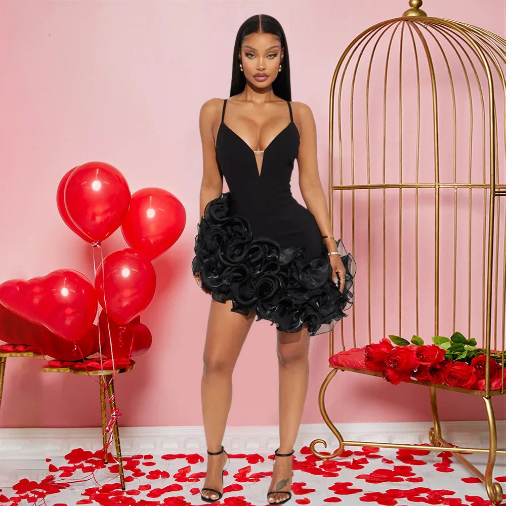 👑 QUEEN SCARLET — MINI ROBE COUTURE PLISSÉE À VOLANTS | ROUGE ABSOLU & NOIR SIGNATURE