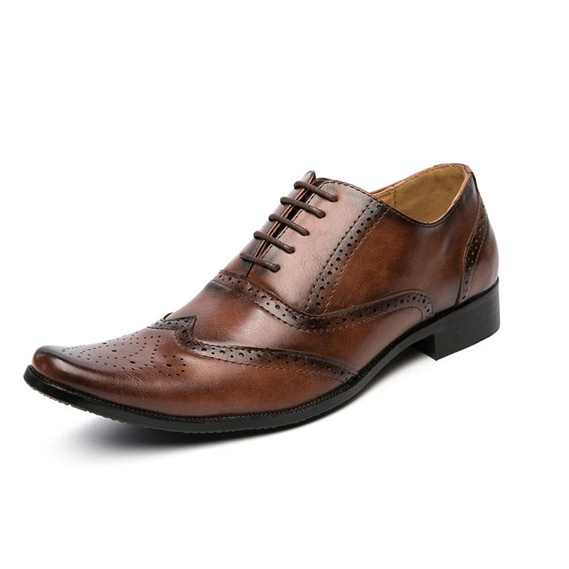 👑 Royal Brogue Wingtip – Oxford Noir & Marron