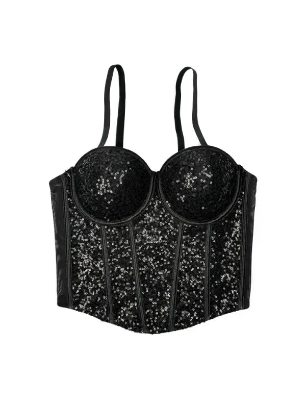 👑 Queen Corset Sequins – Top Scène & Soirée
