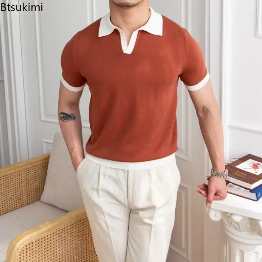 👑 KING POLO KNIT — POLO TRICOT COL REVERS CASUAL LUXE SIGNATURE